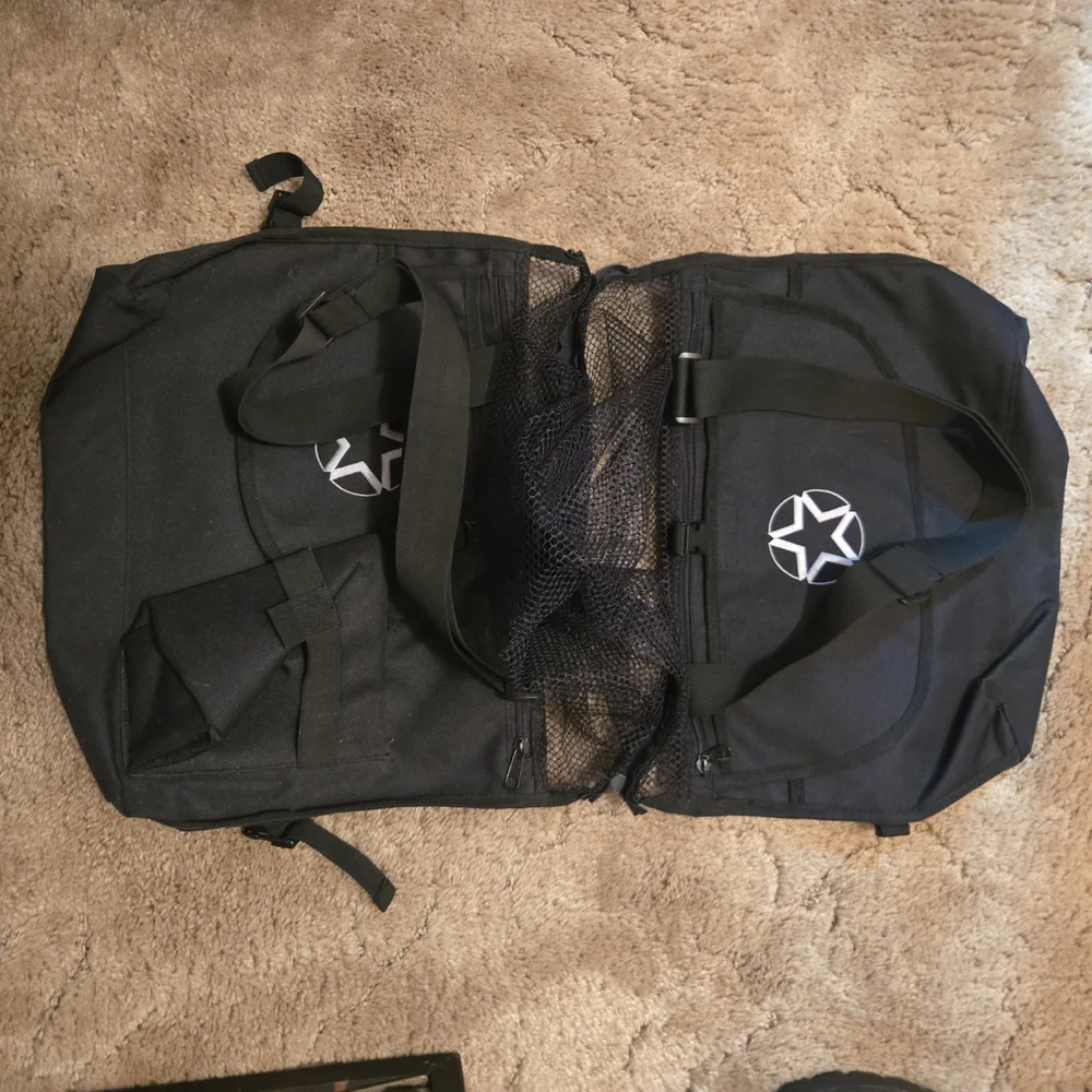 Stylish Black Star Saddle Bags for Great Walks With Your Lil Stinker Love